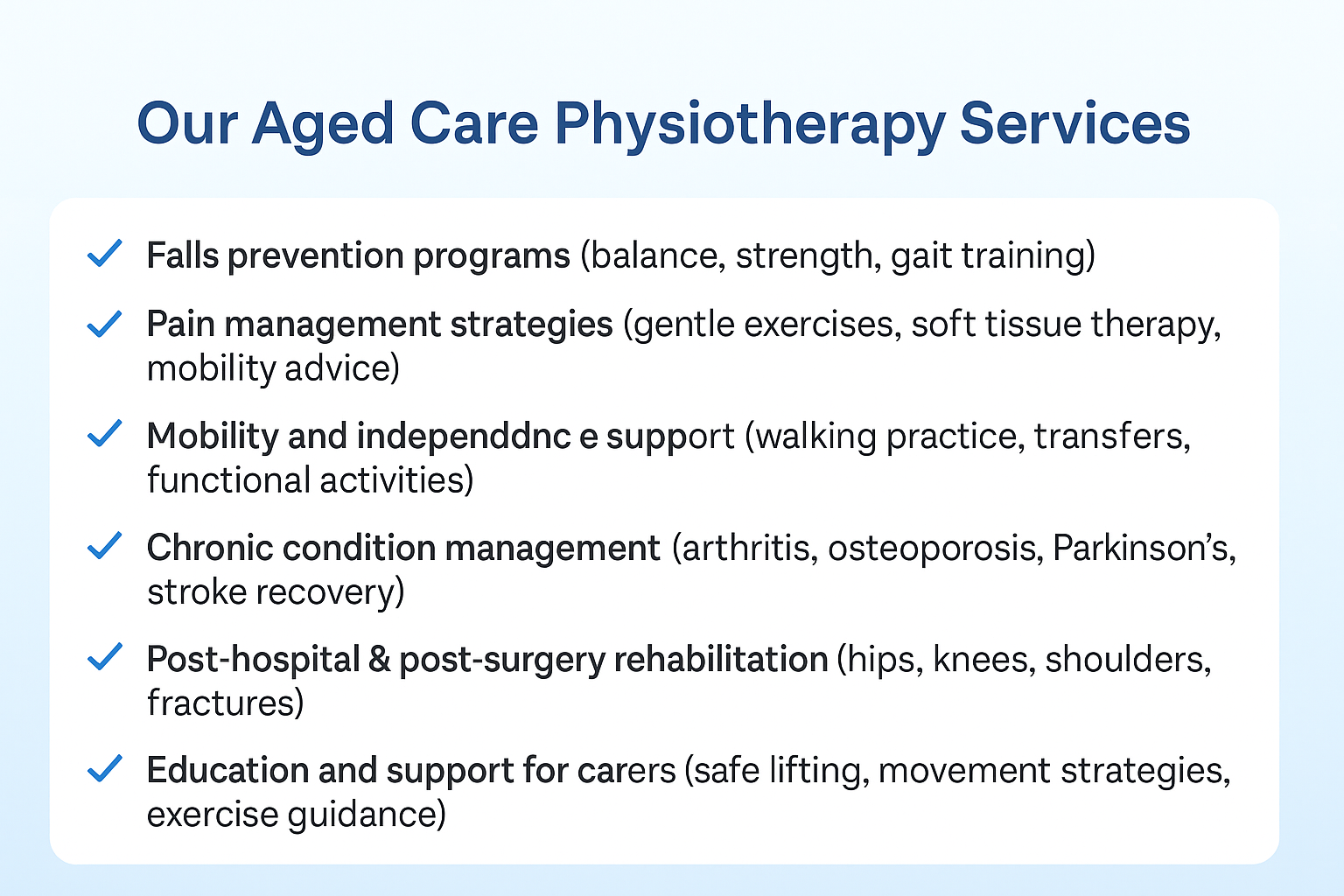 Aged Care physiotherapy